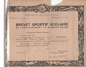ORAN SCOLARITE LE BREVET SPORTIF 1958